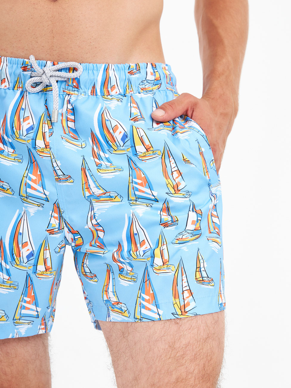 John Frank Maine Blue All Over Printed Swim Shorts