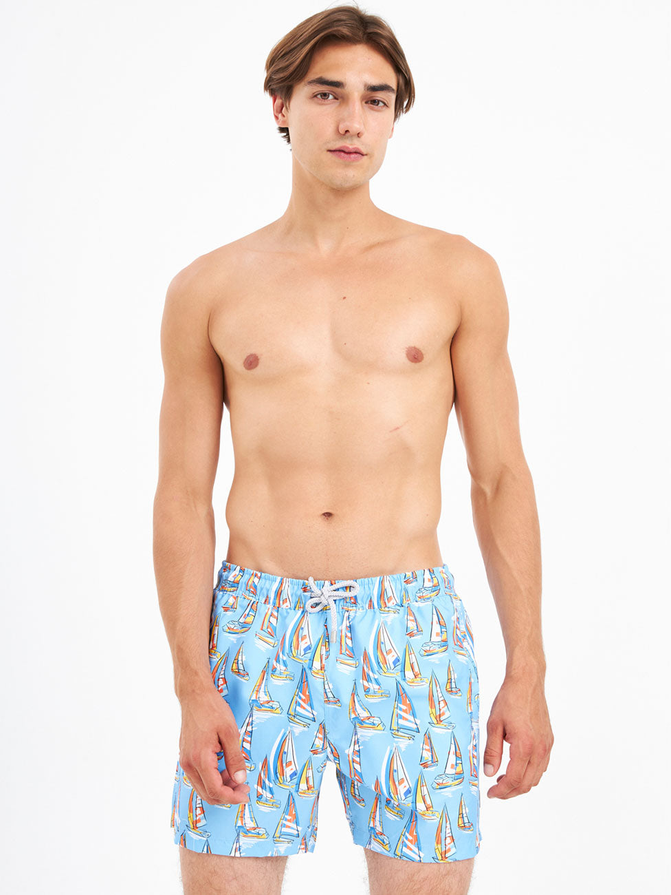 John Frank Maine Blue All Over Printed Swim Shorts