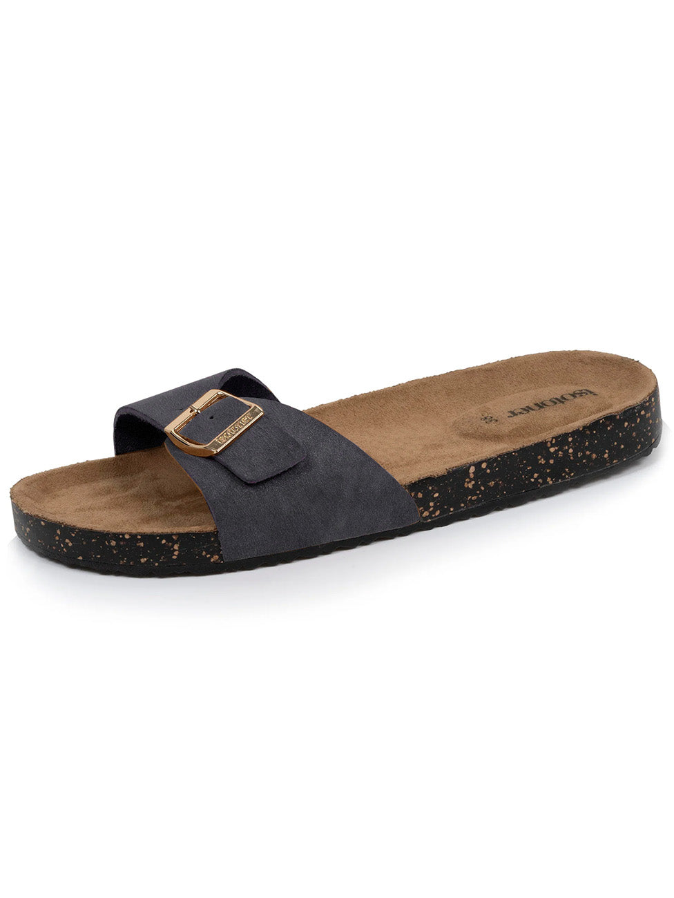 Isotoner Women's Black Single Strap Slippers