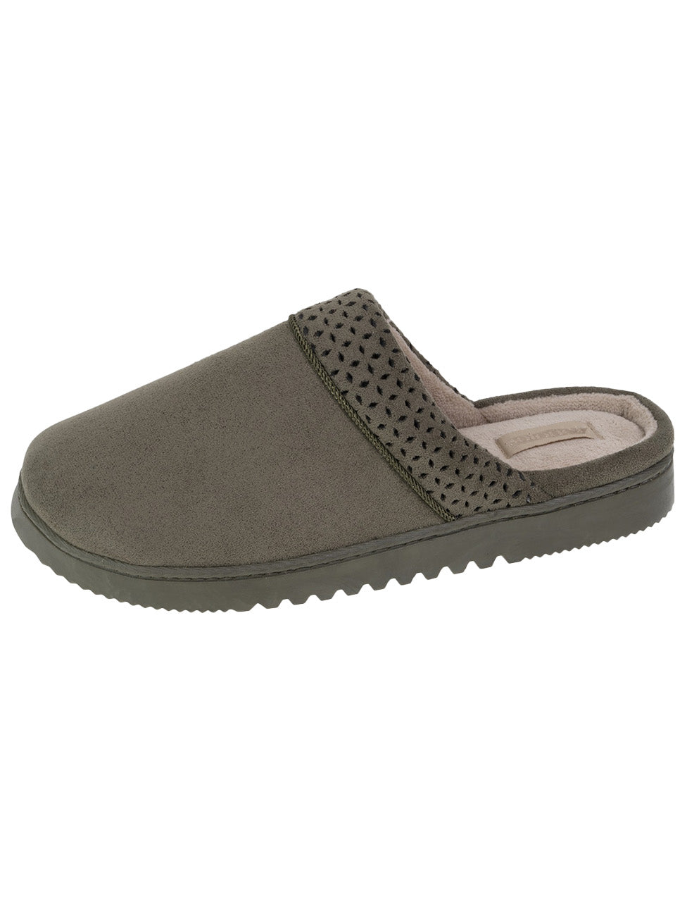 Isotoner Women's Kaki Notched Mule Slippers