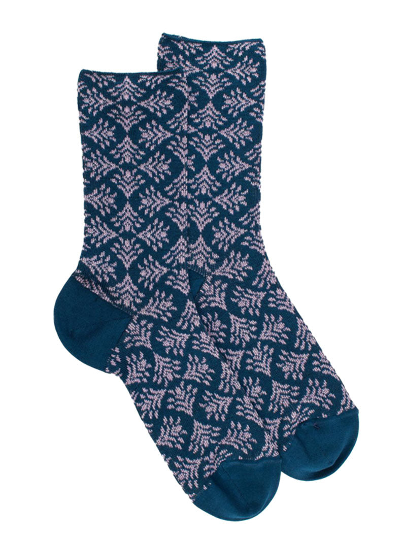 Doré Doré Women's Scottish Yarn Fan Pattern Socks