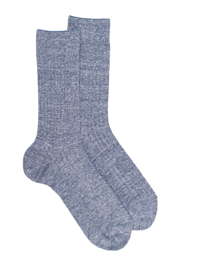 Doré Doré Men's Plain Linen and Cotton Ribbed Socks