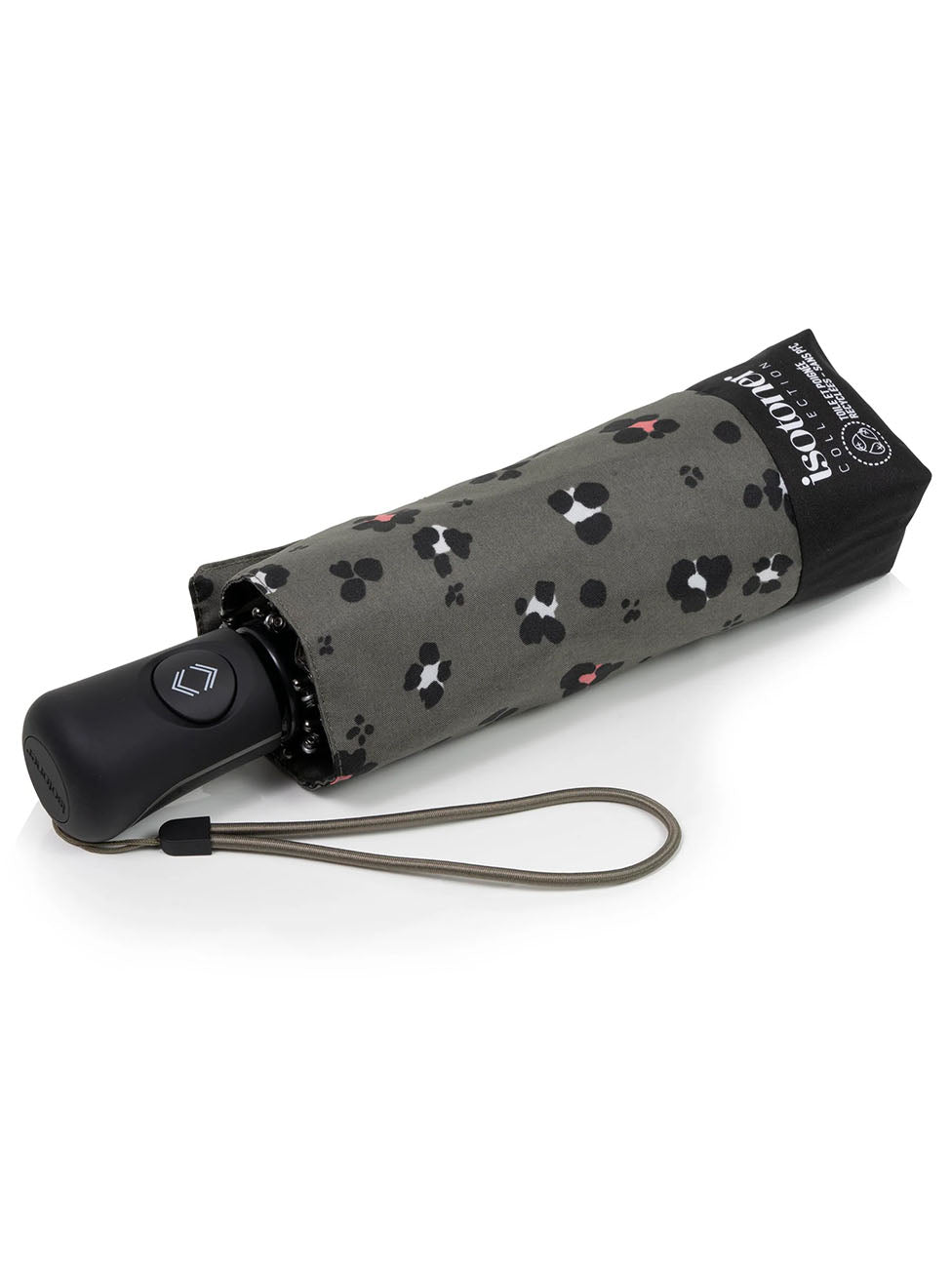 Isotoner Mini Auto Khaki Leopard Umbrella
