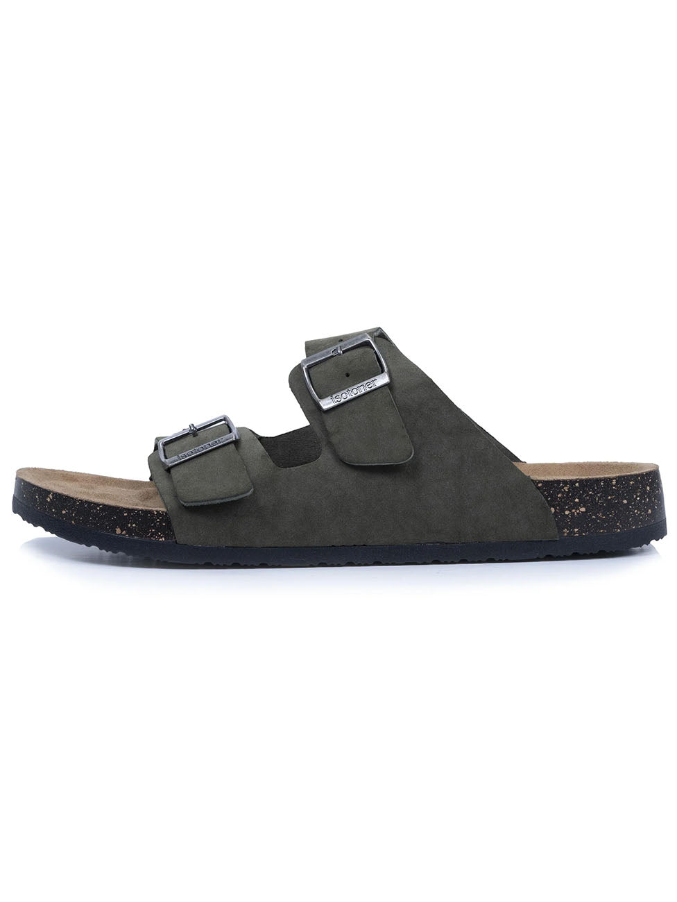 Isotoner Men's Comfort Double Buckle Khaki Slippers