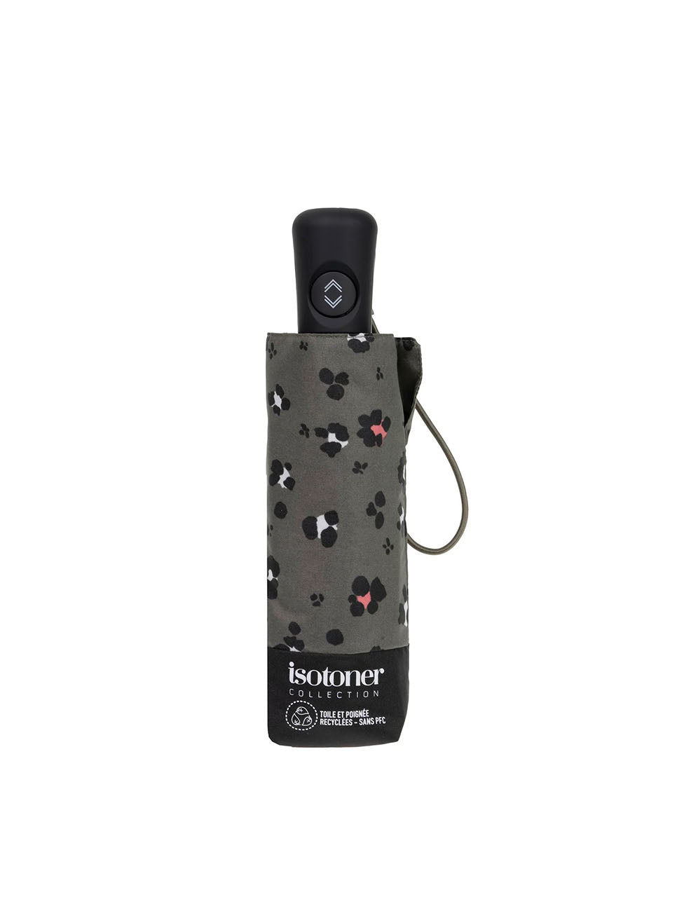Isotoner Mini Auto Khaki Leopard Umbrella