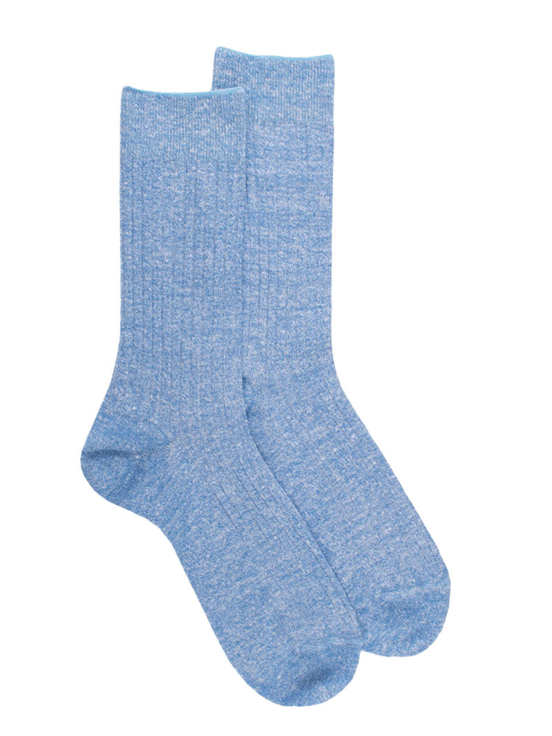 Doré Doré Men's Plain Linen and Cotton Ribbed Socks