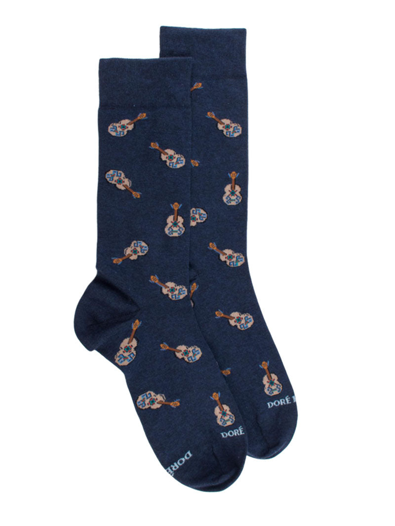 Doré Doré Men's Cotton Mexican Guitar Pattern Socks