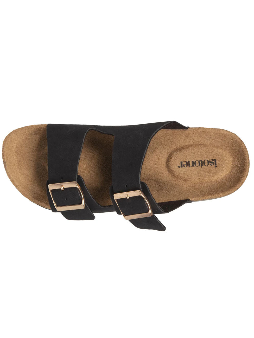 Isotoner Women's Double Strap Black Slippers