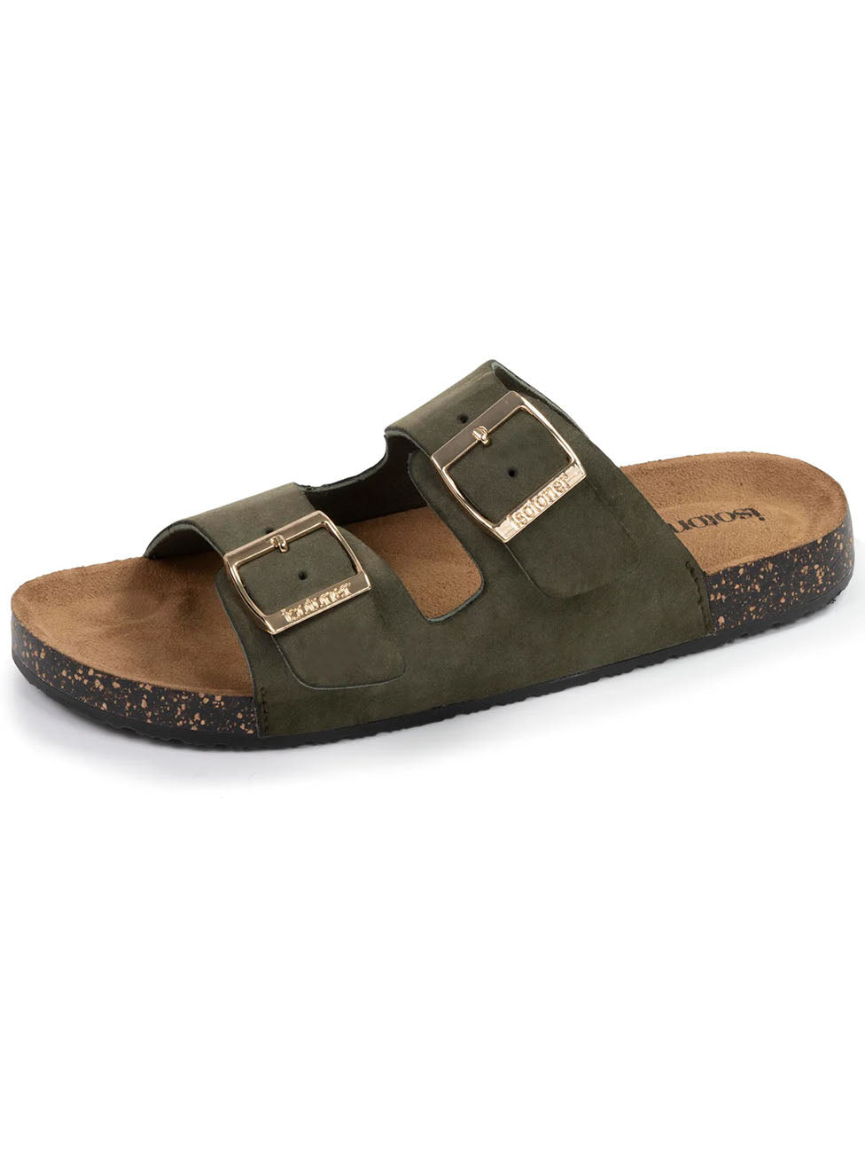 Isotoner Women's Double Strap Kaki Slippers