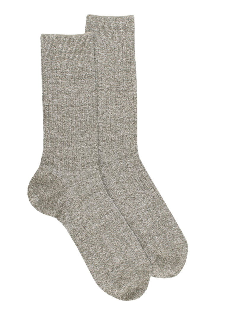 Doré Doré Men's Plain Linen and Cotton Ribbed Socks