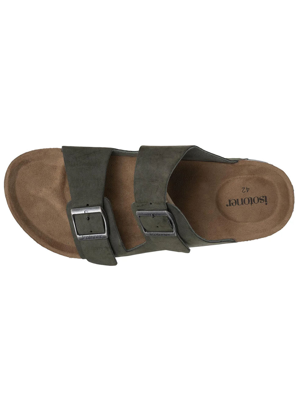 Isotoner Men's Comfort Double Buckle Kaki Slippers