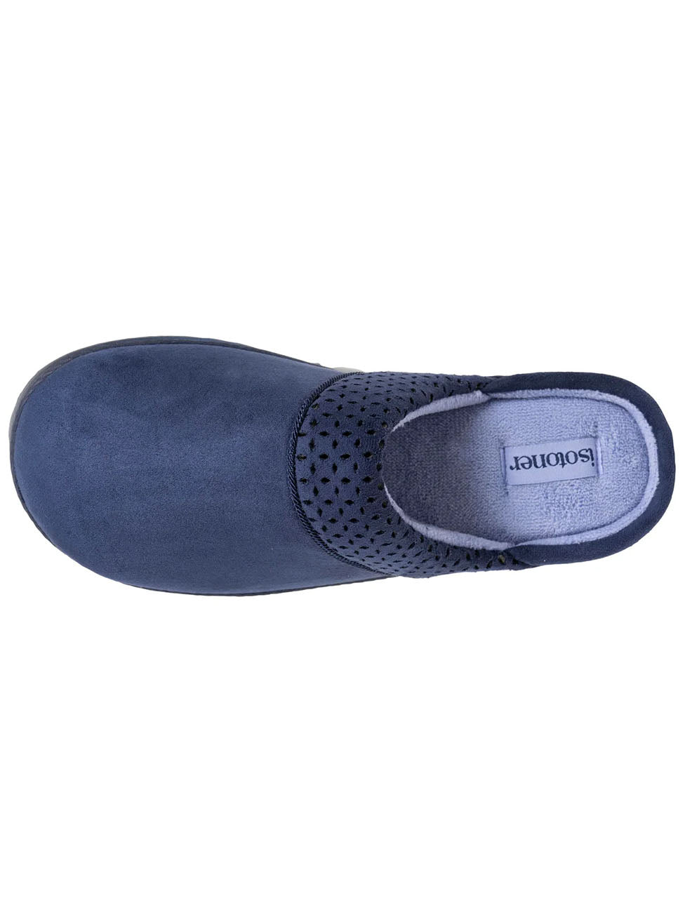 Isotoner Women's Navy Blue Notched Mule Slippers