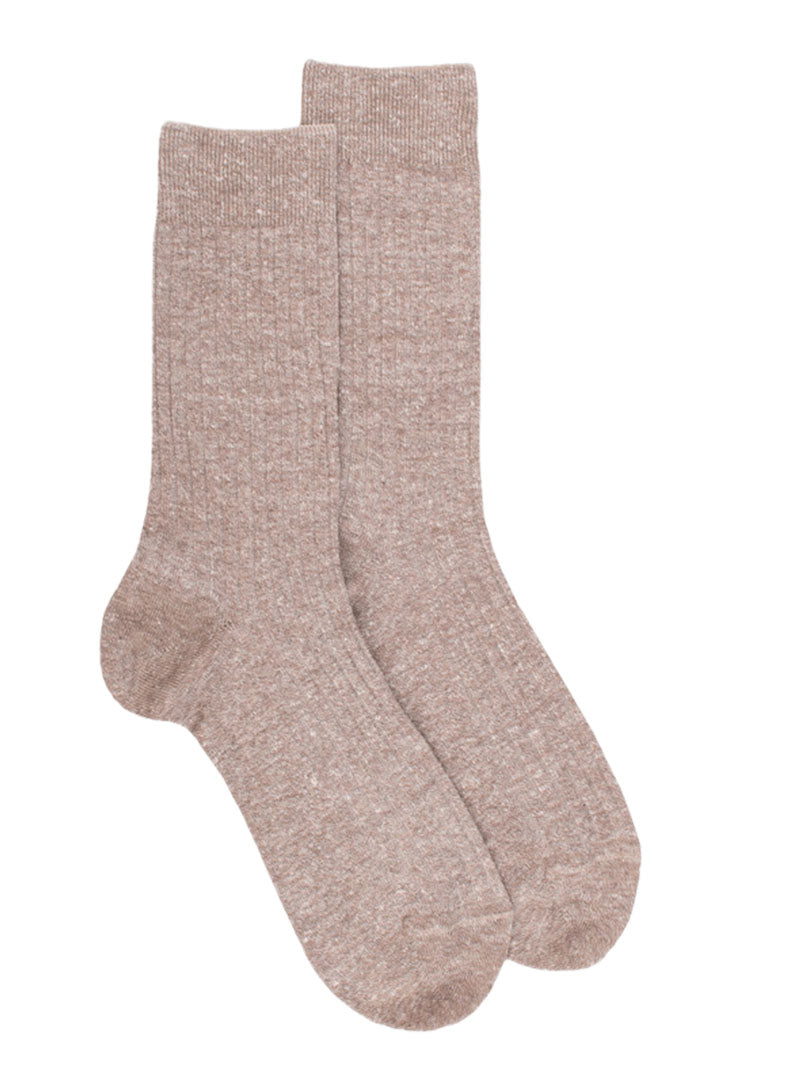 Doré Doré Men's Plain Linen and Cotton Ribbed Socks