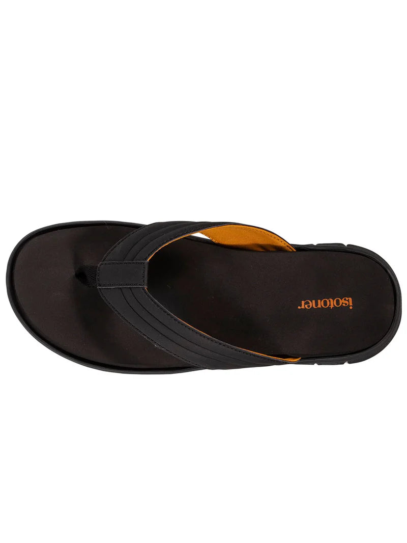Isotoner Men's Black Comfortable Sports Flip-Flops