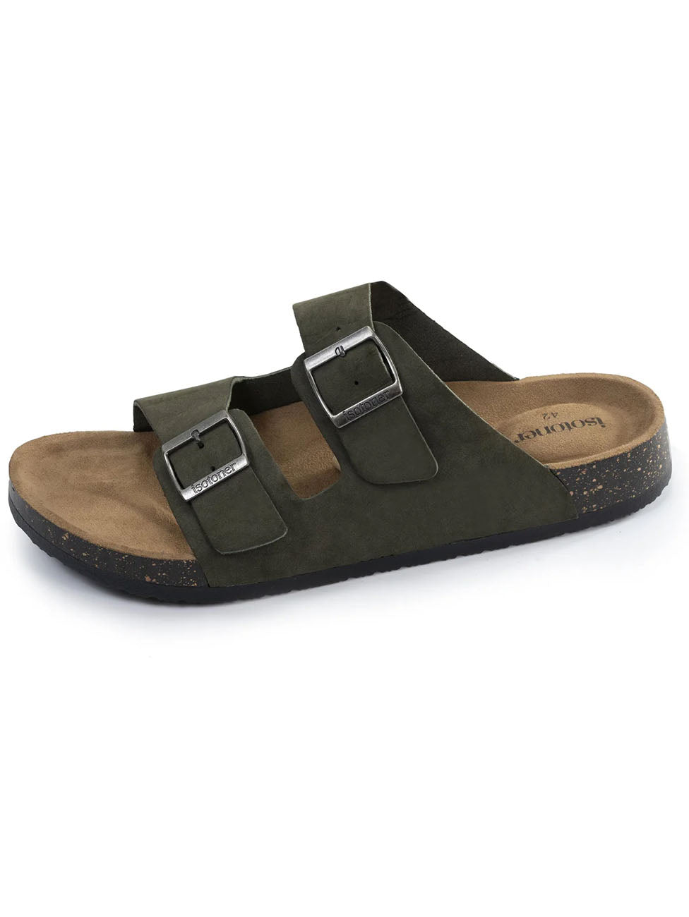 Isotoner Men's Comfort Double Buckle Kaki Slippers