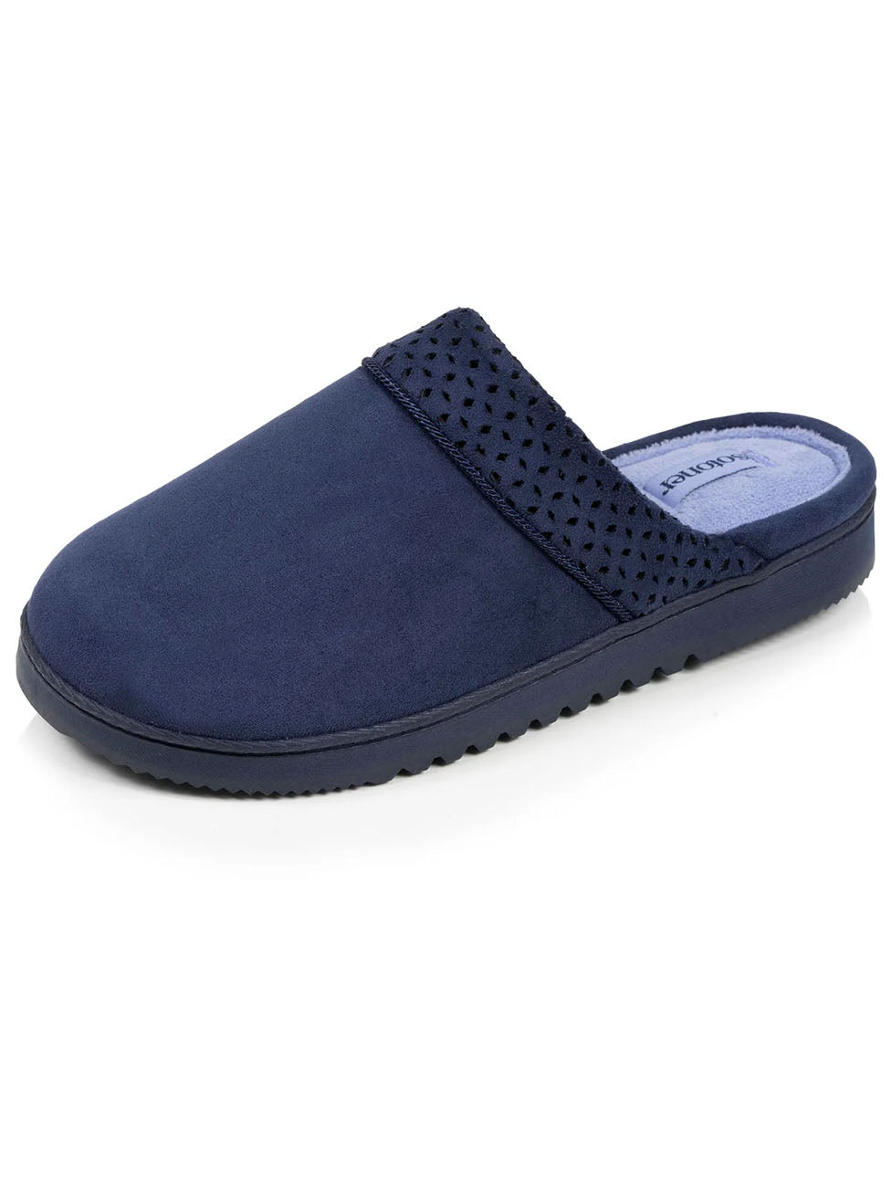 Isotoner Women's Navy Blue Notched Mule Slippers