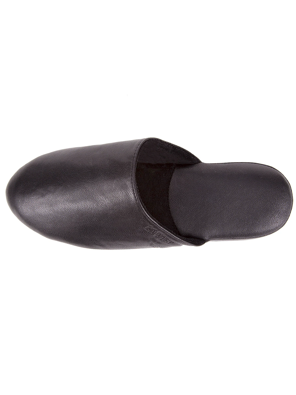 Isotoner Men's Black Leather Mule Slippers