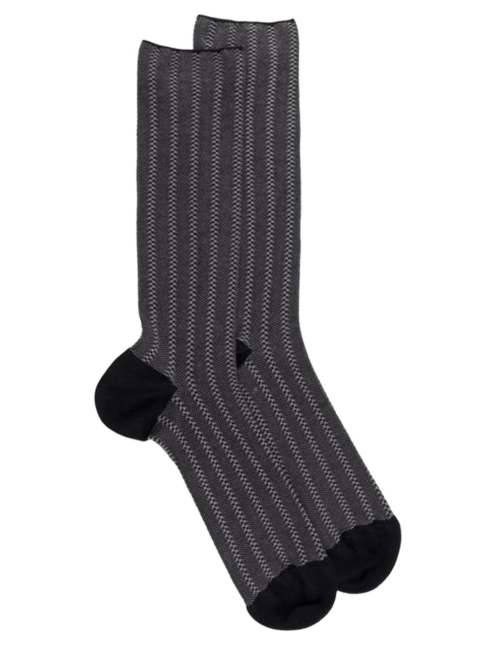 Doré Doré Men's Elastic Free Cotton Lisle Socks With Vertical Stripes