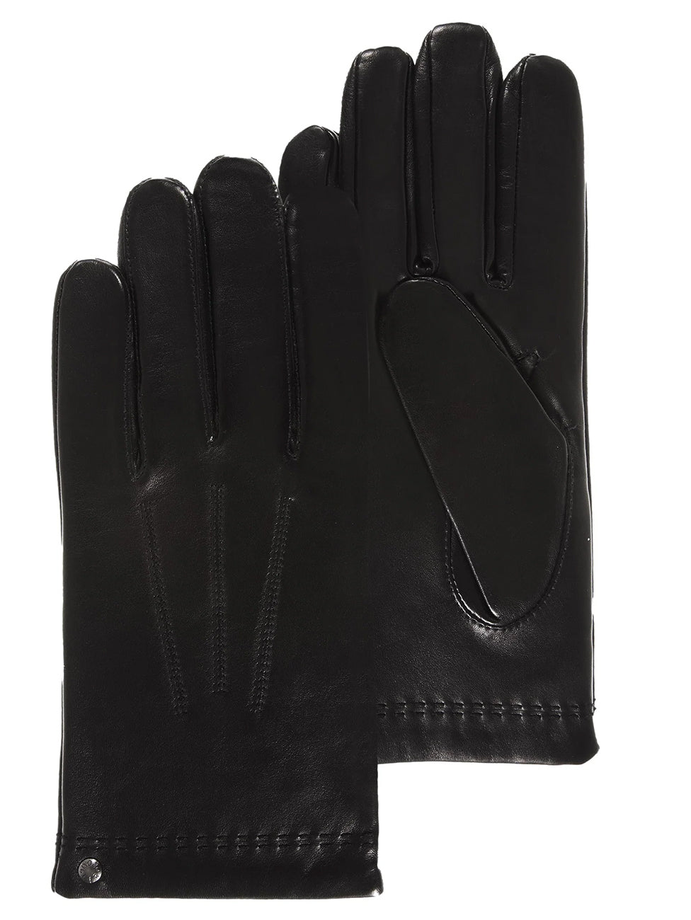 Isotoner Men's Leather/Cashmere And Silk Gloves Black