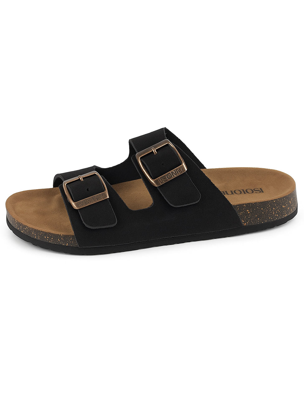Isotoner Women's Double Strap Black Slippers