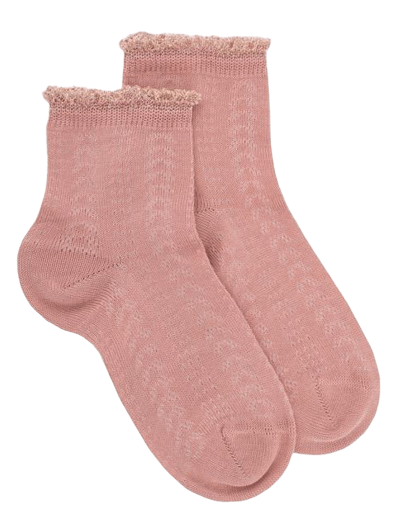 Doré Doré Kids Openwork Cotton Lisle With Glitter Ankle Socks