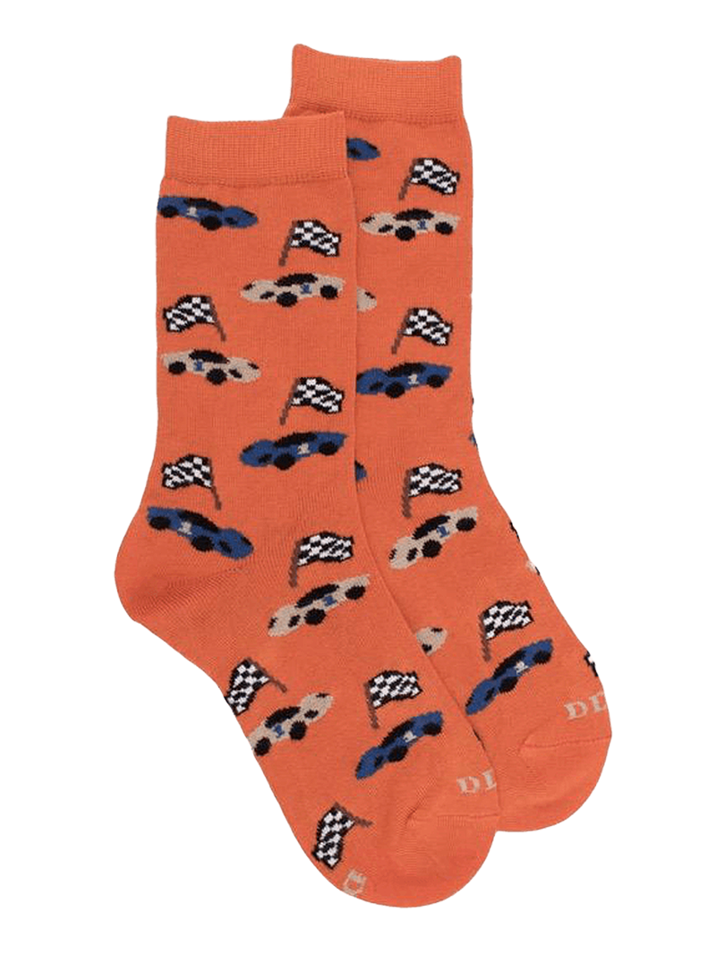 Doré Doré Kids' Cotton Socks With Racing Cars Repeat Pattern 