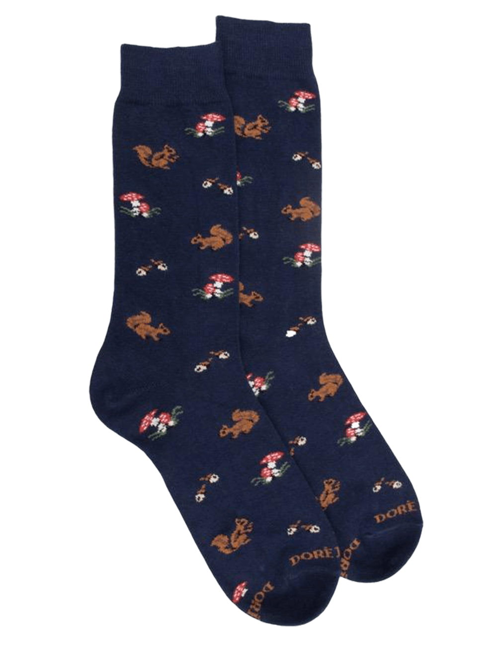 Doré Doré Men's Cotton Socks With Squirrel And Mushroom Pattern