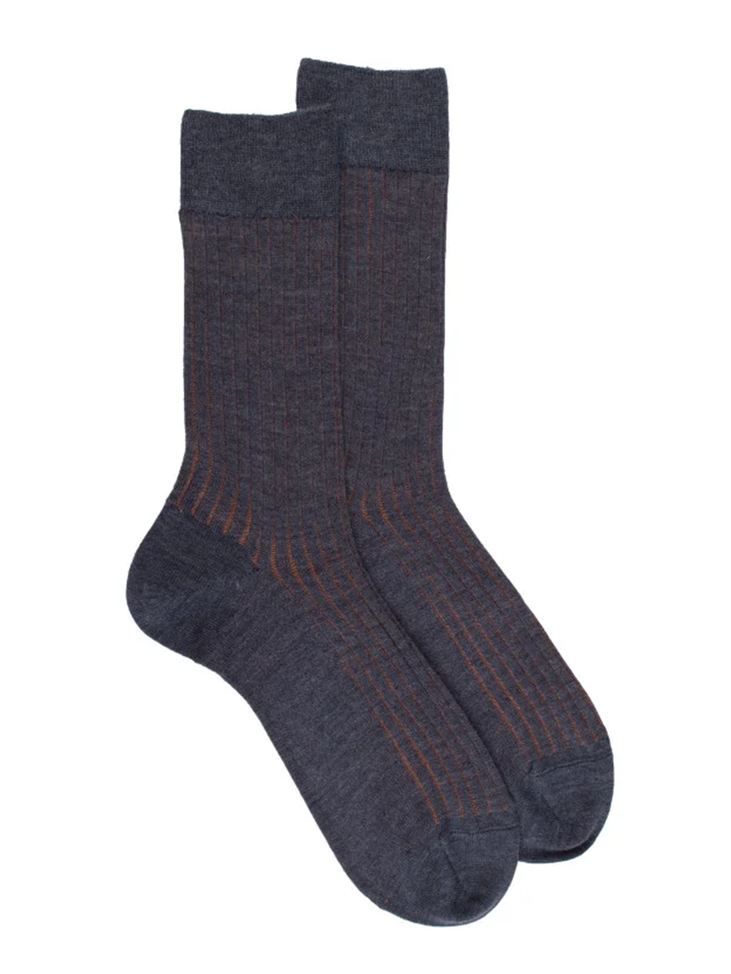 Doré Doré Men's Wool & Cotton Ribbed Vanisé Socks