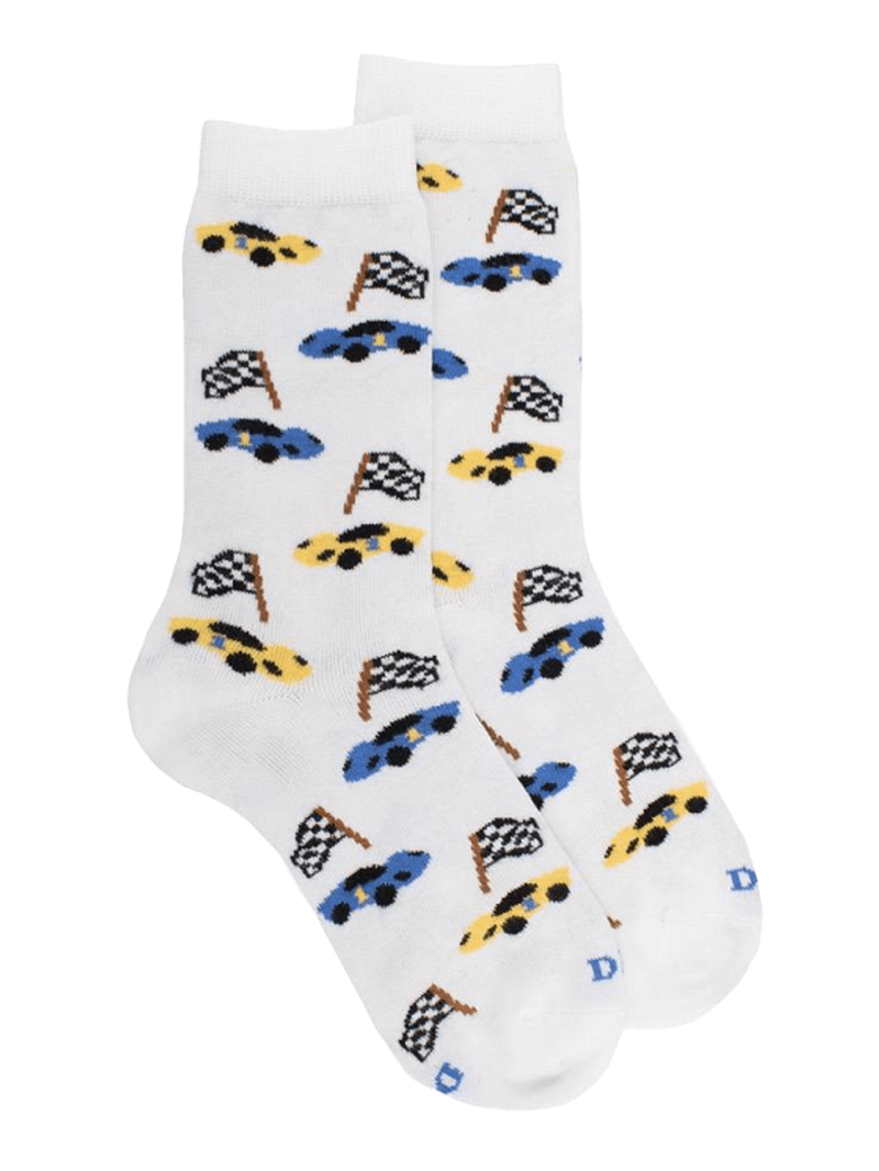 Doré Doré Kids' Cotton Socks With Racing Cars Repeat Pattern 