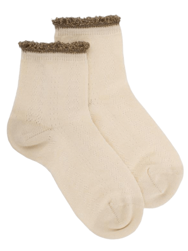 Doré Doré Kids Openwork Cotton Lisle With Glitter Ankle Socks