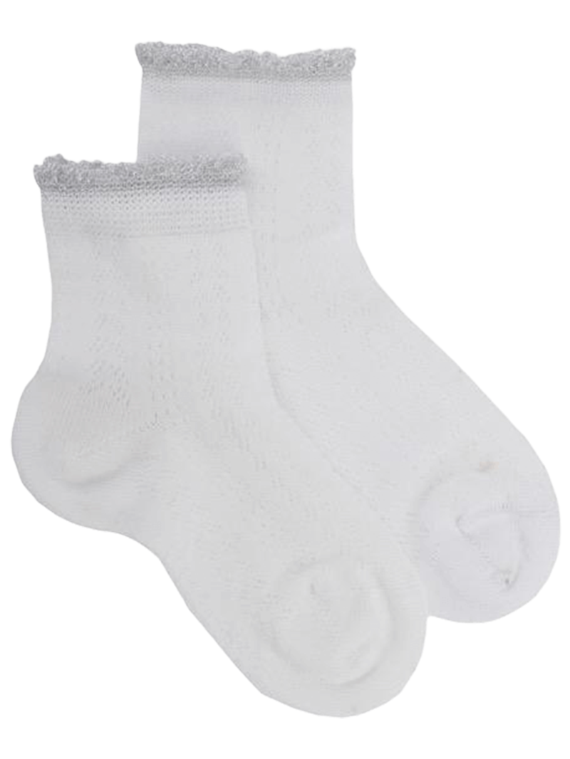 Doré Doré Kids Openwork Cotton Lisle With Glitter Ankle Socks