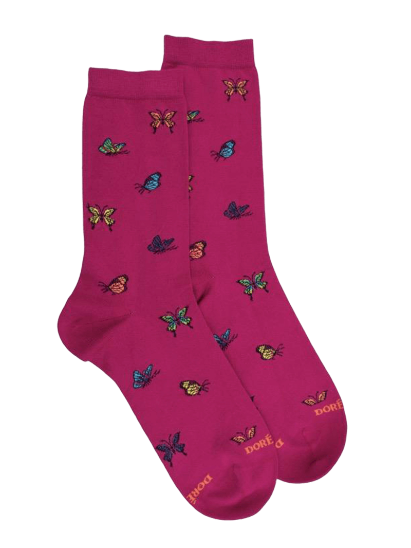 Doré Doré Women's Cotton Butterfly Patterned Socks