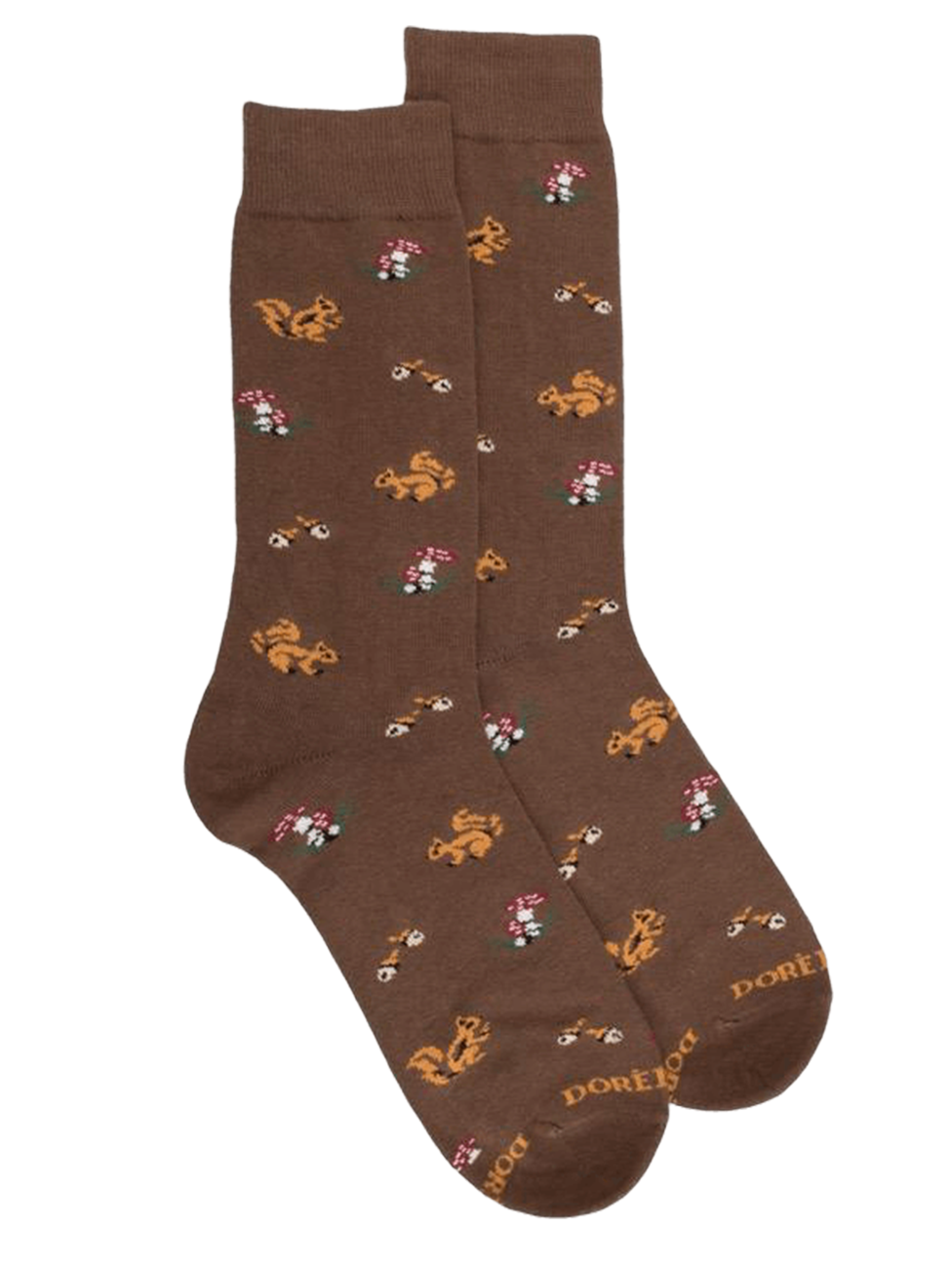 Doré Doré Men's Cotton Socks With Squirrel And Mushroom Pattern