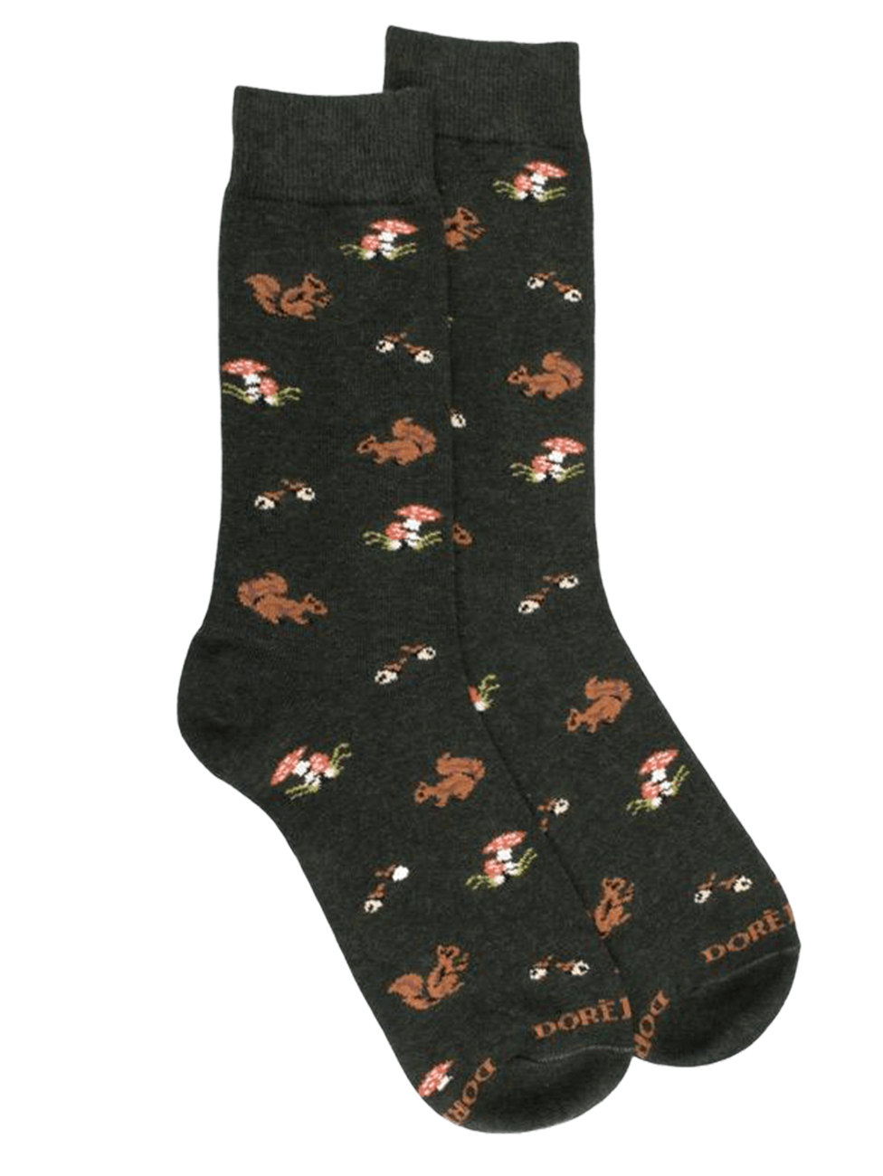 Doré Doré Men's Cotton Socks With Squirrel And Mushroom Pattern