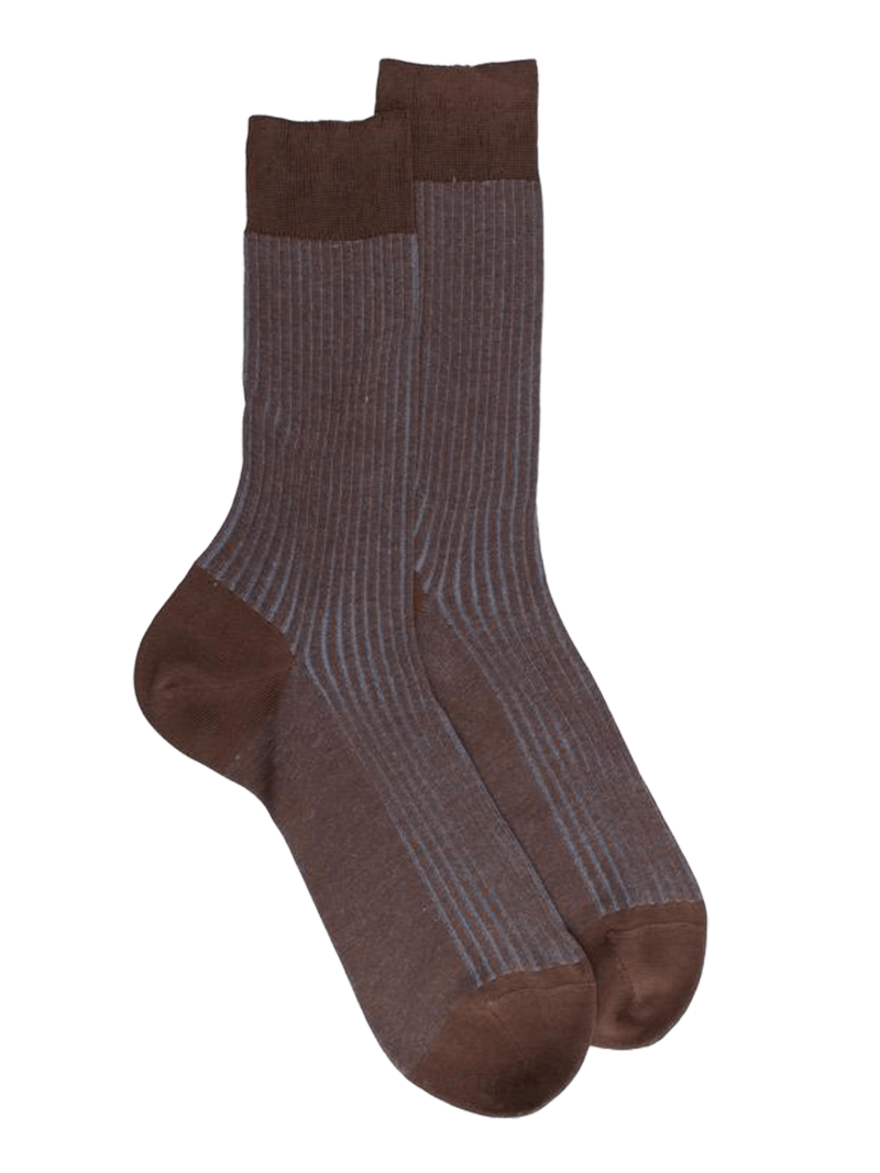 Doré Doré Men's Mercerized Cotton Lisle Two-tone Socks