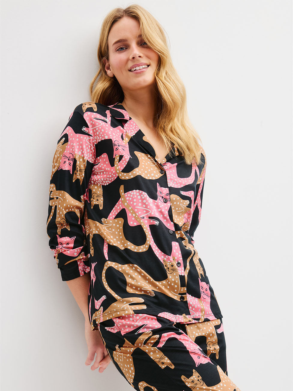 Calida Sleep Over M&M Button-Up Long-Sleeve Women Shirt