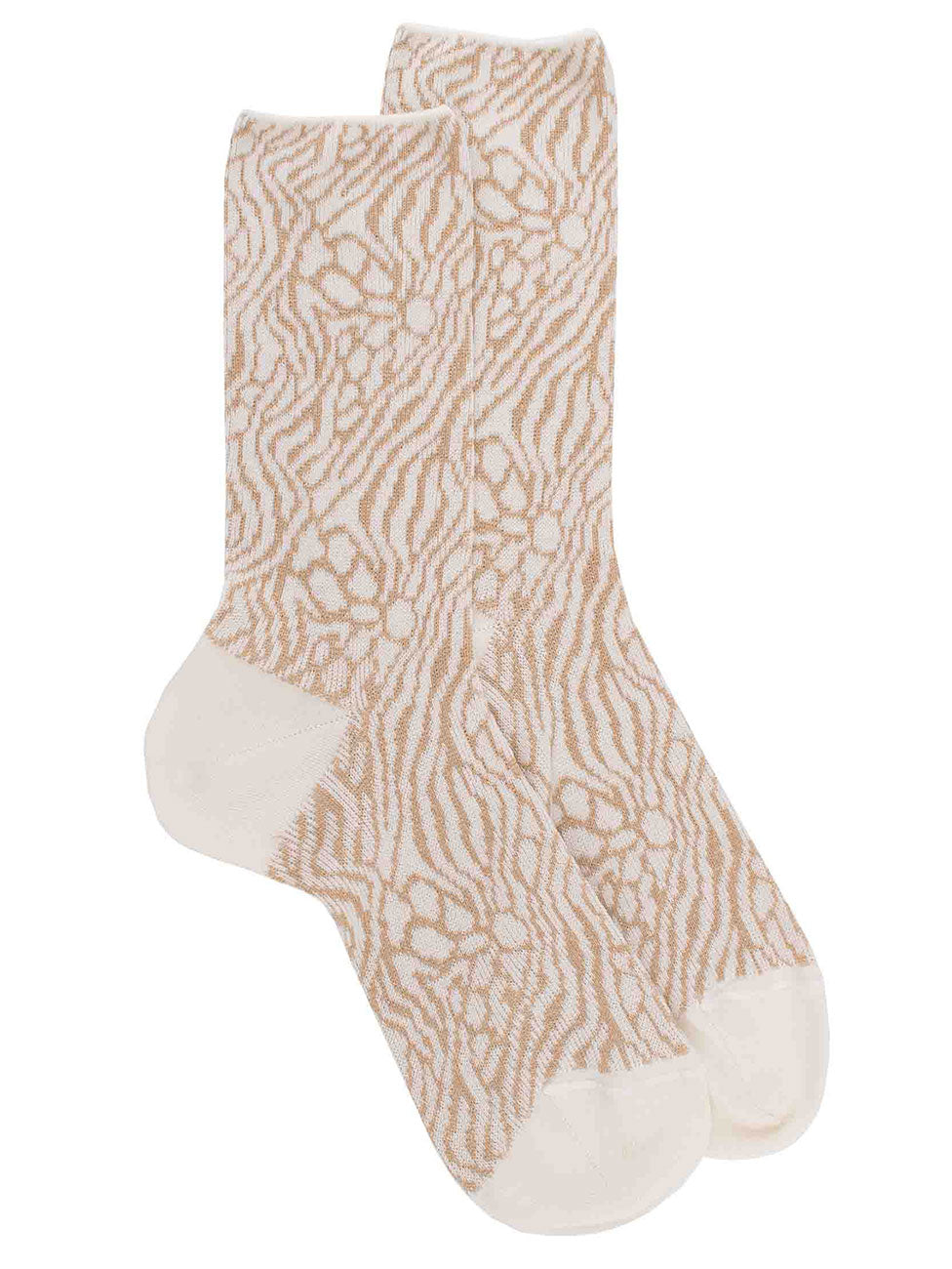 Doré Doré Cotton Lisle Elastic-Free Socks With Zebra Repeat Pattern