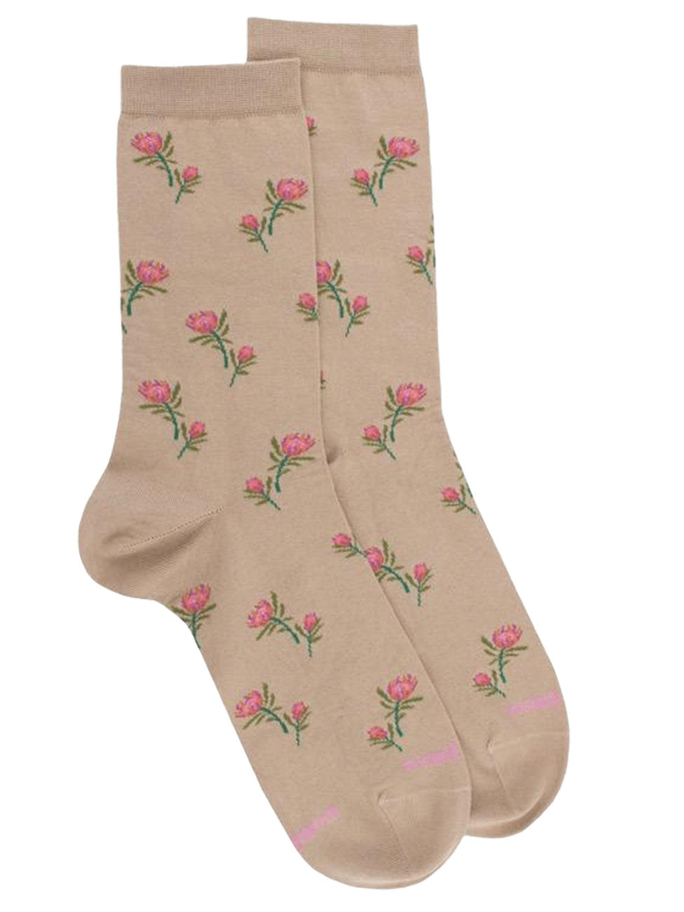 Doré Doré Cotton Lisle Socks With Flowers Repeat Pattern