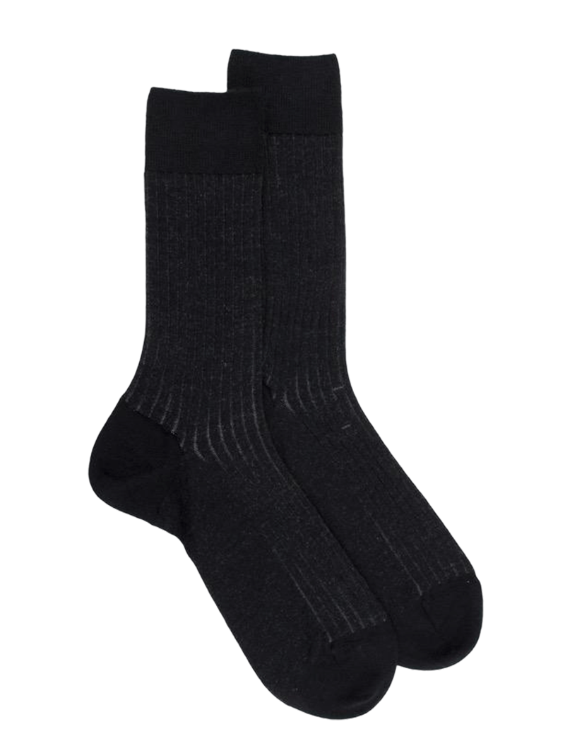 Doré Doré Men's Wool & Cotton Ribbed Vanisé Socks