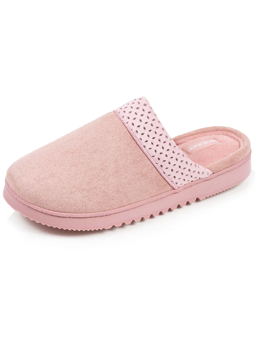 Isotoner Women's Pink Notched Mule Slippers