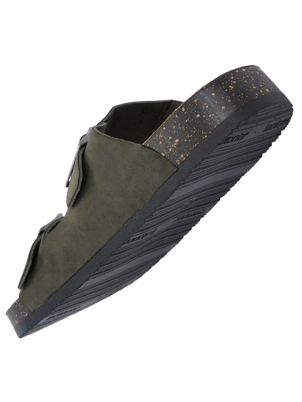 Isotoner Men's Comfort Double Buckle Kaki Slippers