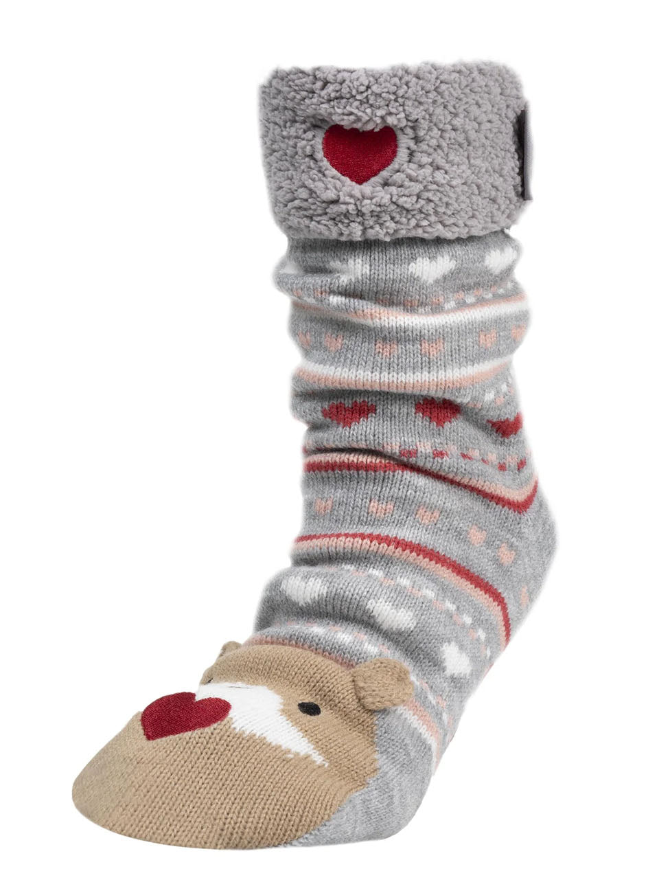 Isotoner Women's Nutria Grey Jacquard Lined Socks