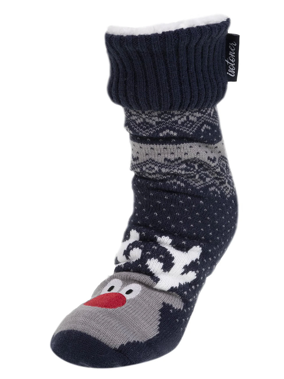 Isotoner Navy Blue Christmas Men's Lined Socks