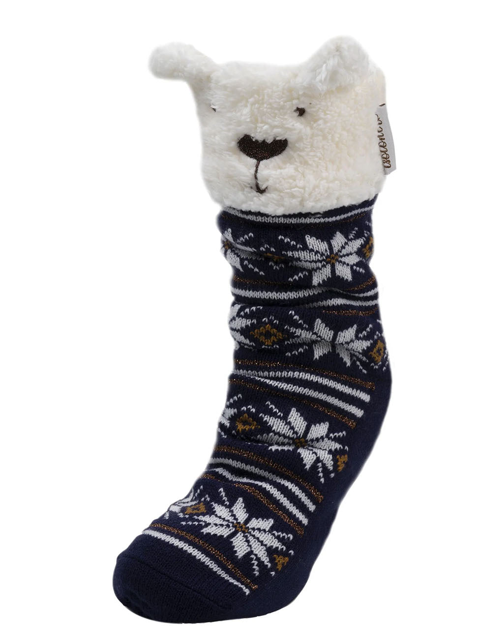 Isotoner Women's Navy Nutria Jacquard Lined Socks