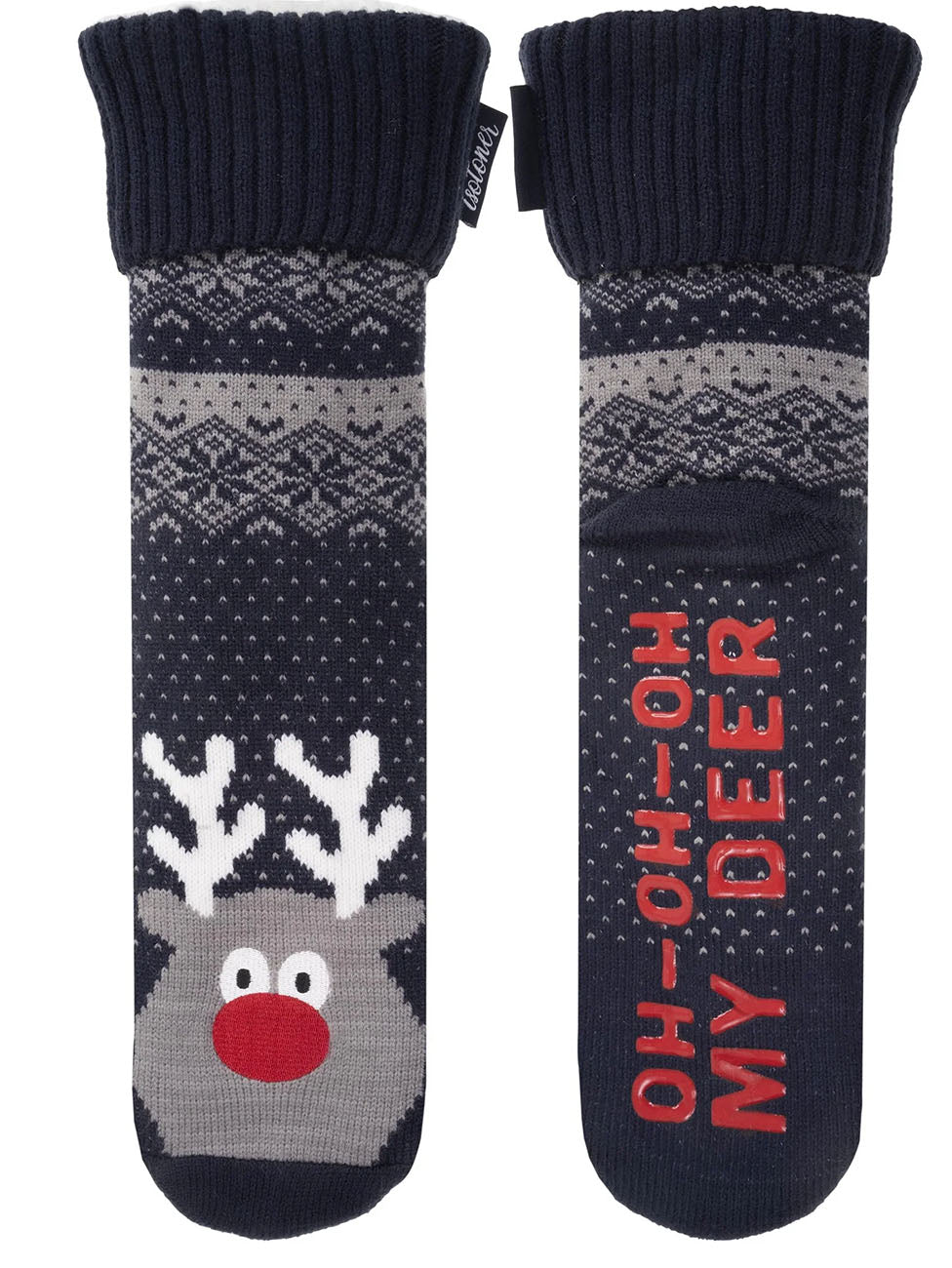 Isotoner Navy Blue Christmas Men's Lined Socks