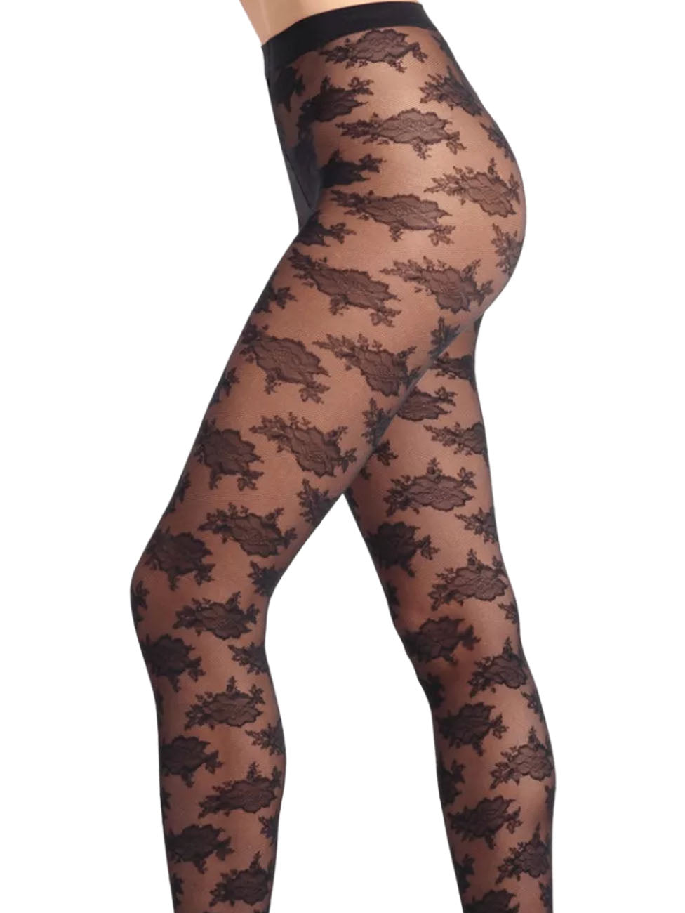 Doré Doré Lace Roses Sheer Tights