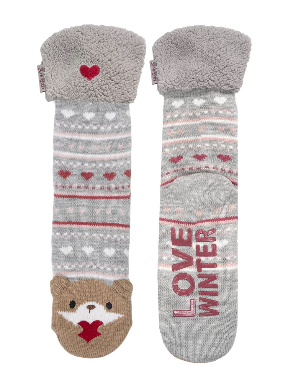 Isotoner Women's Nutria Grey Jacquard Lined Socks