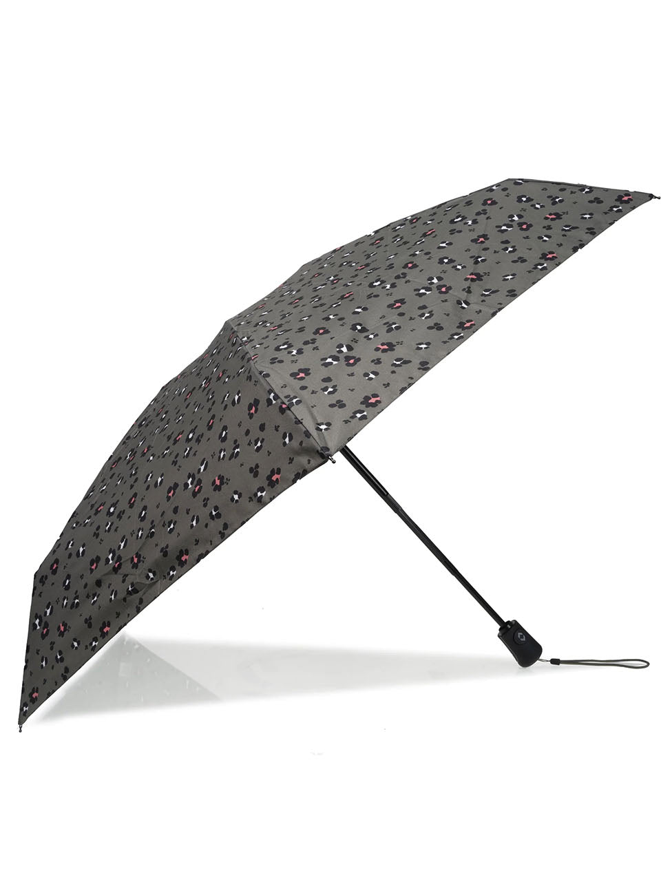 Isotoner Mini Auto Khaki Leopard Umbrella
