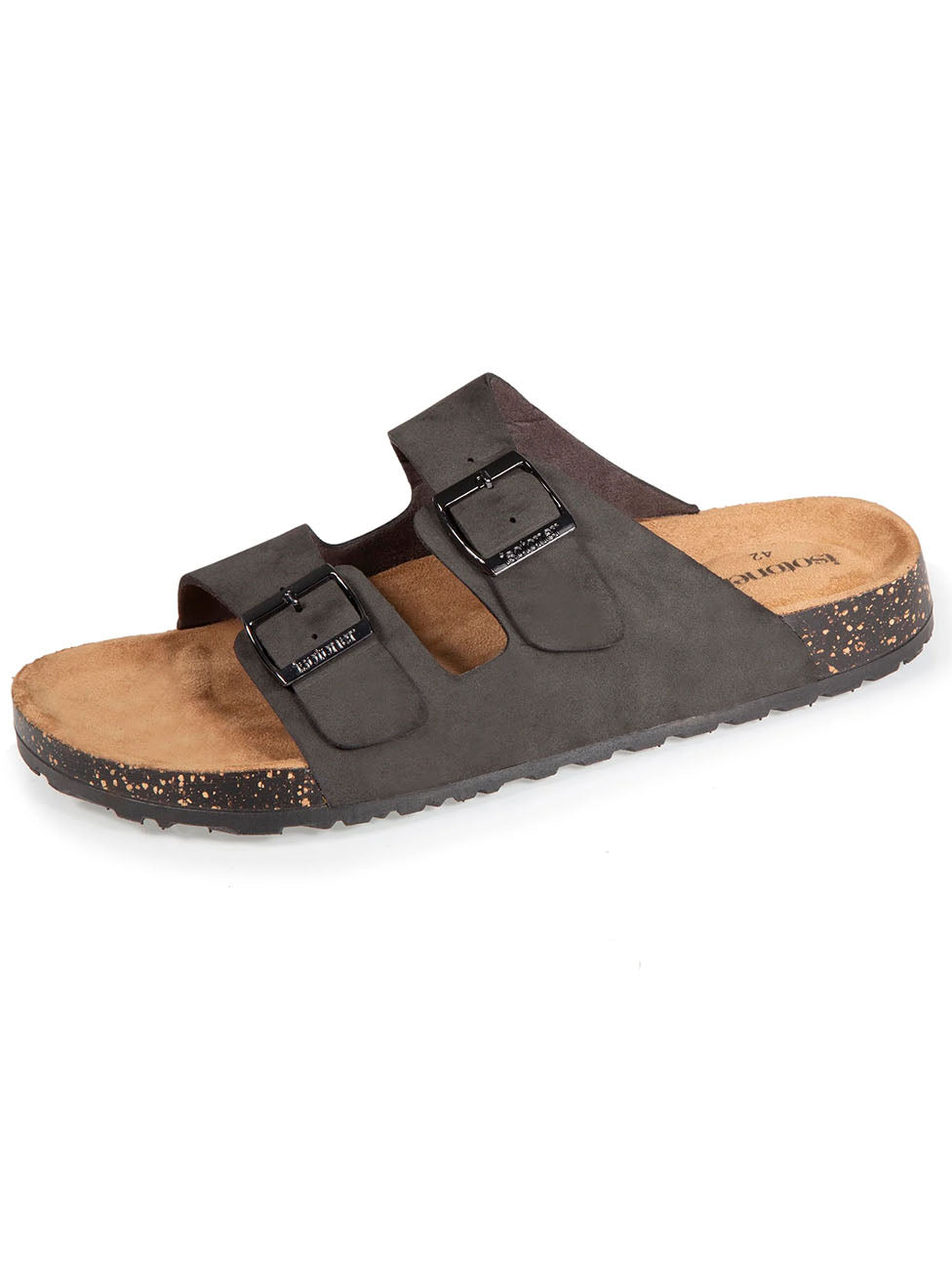 Isotoner Men's Comfort Double Buckle Grey Slippers