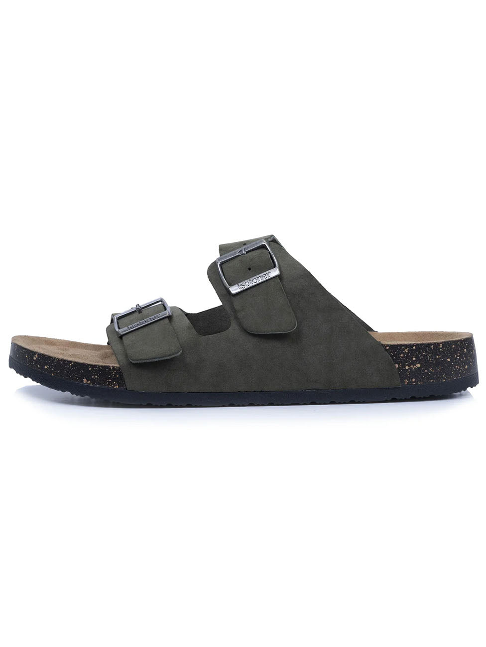 Isotoner Men's Comfort Double Buckle Kaki Slippers
